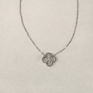 Dainty Silver Rhinestone Pendant Necklace